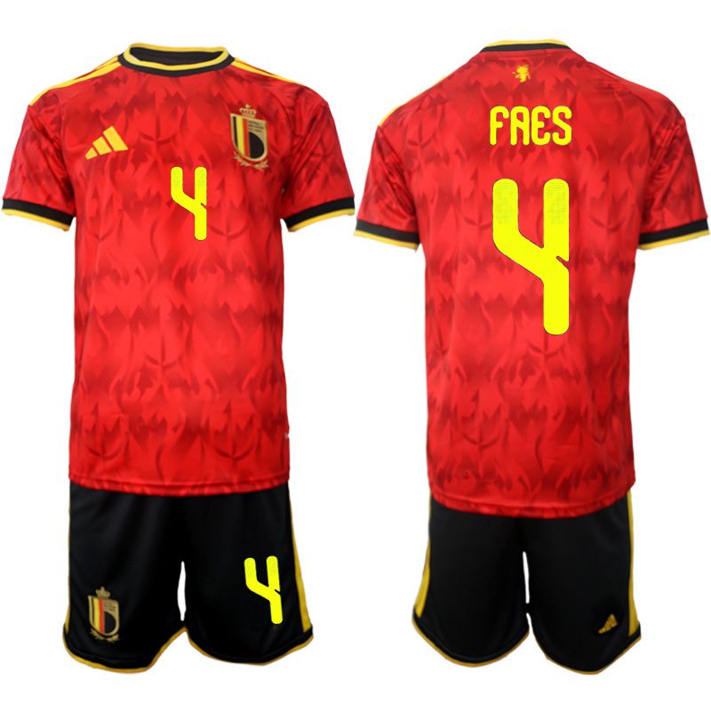 Men 2026 World Cup National Team Belgium home red #4 Soccer Jersey->belgium->Soccer Club Jersey